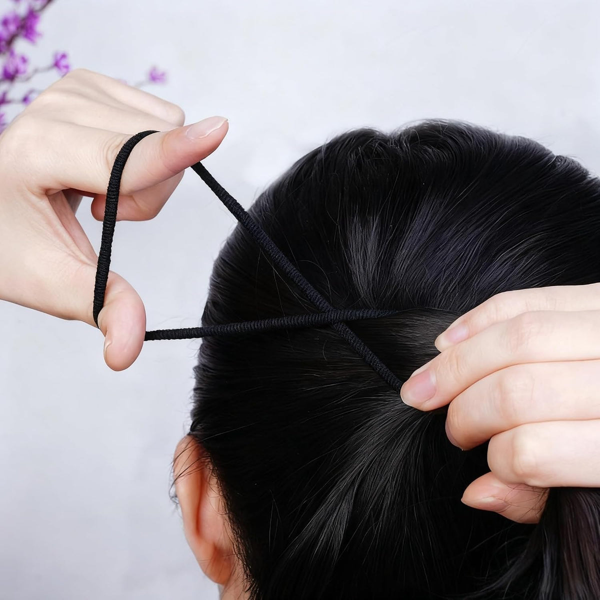 ZHIYE Elastic Hair Ties, 50 Pcs Thick Seamless Hair Bands No Damage Soft Ponytail Holders Hair Bobbles for Girls Women, Black