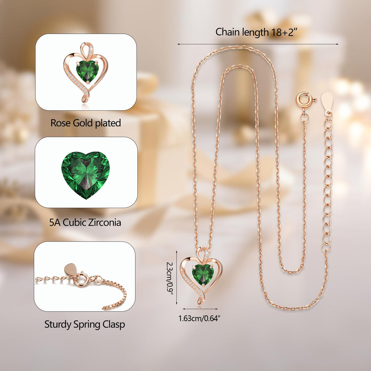 LAVUMO Heart Necklace for Women 925 Sterling Silver Love Pendant Jewellery