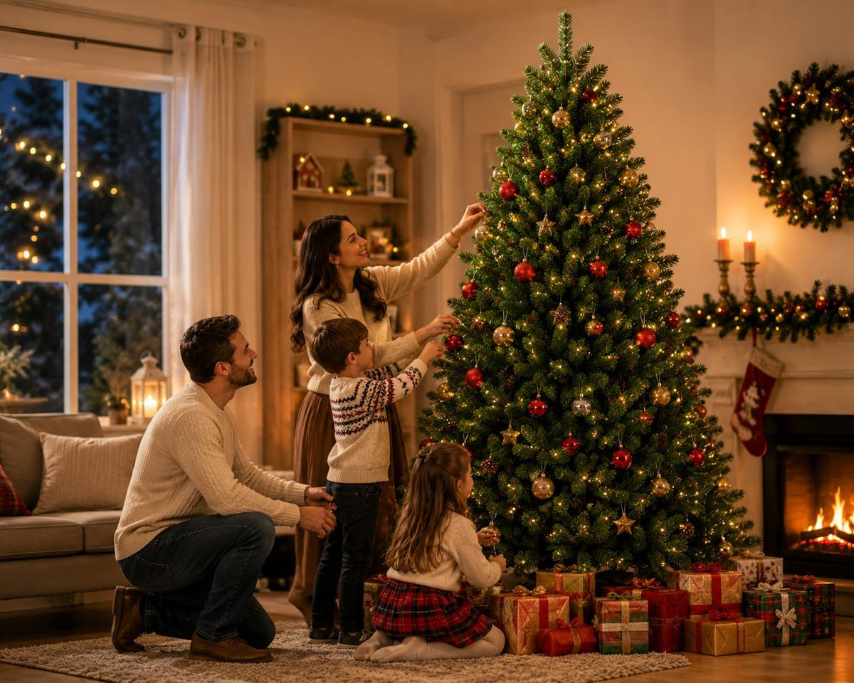 7ft (2.13M) Artificial Christmas Tree, Realistic Green with Metal Stand