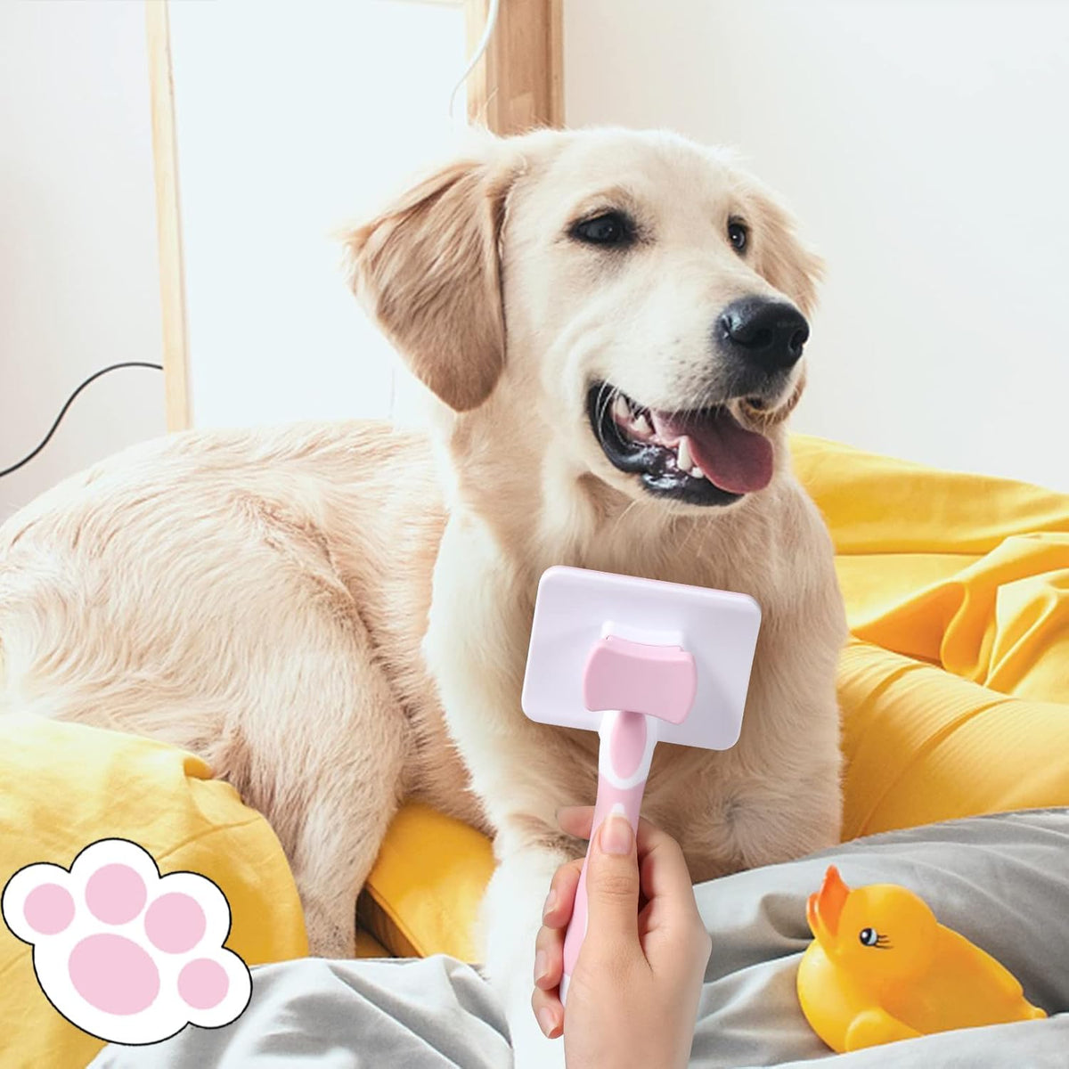 Vinabo Cat Dog Comb Brush, Cat Brush Grooming Comb, Self Cleaning Slicker Brushes, Pet Grooming Tool with Cleaning Button for Dog Shedding Tools