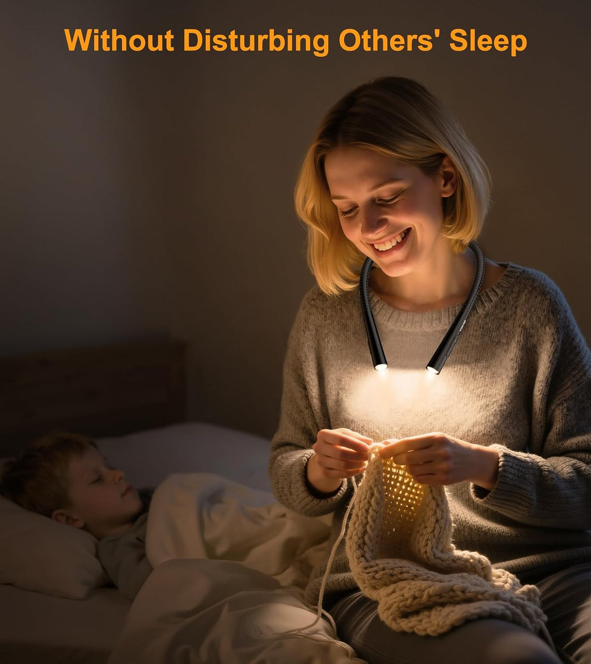 Gritin Book Light, Eye Caring 4-Color&5-Brightness Neck Light Reading Lamp