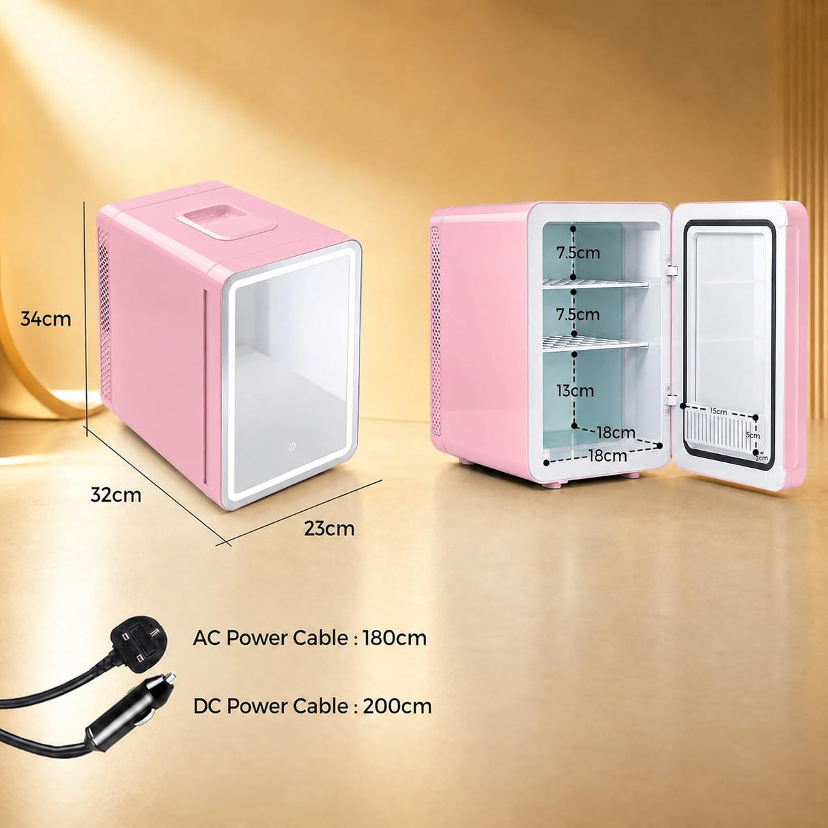 6L Skincare & Makeup Mini Fridge, Cooler & Warmer with LED Mirror