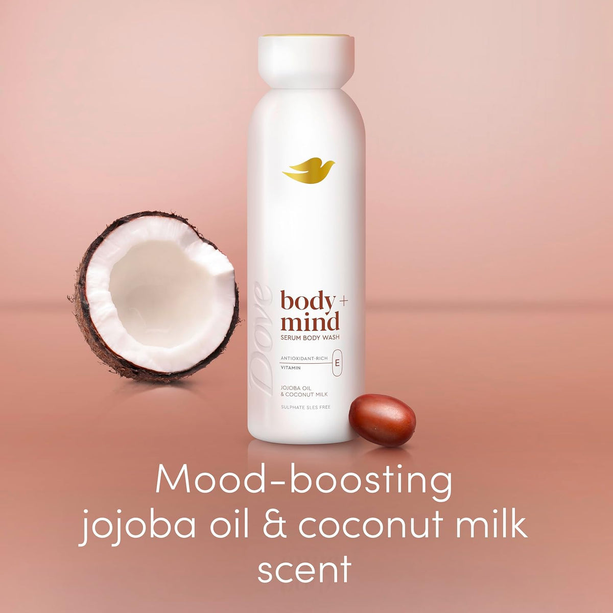 Dove Body + Mind Jojoba Oil & Coconut Milk Serum Body Wash body cleanser with antioxidant-rich vitamin E for glowing skin 350 ml
