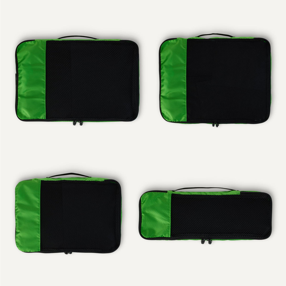 Amazon Essentials 4-Piece Packing Cubes Travel Accessories Set, Luggage Organiser with Double Zip, Mesh Top, 100% Polyester, Medium, Black (Previously Amazon Basics)