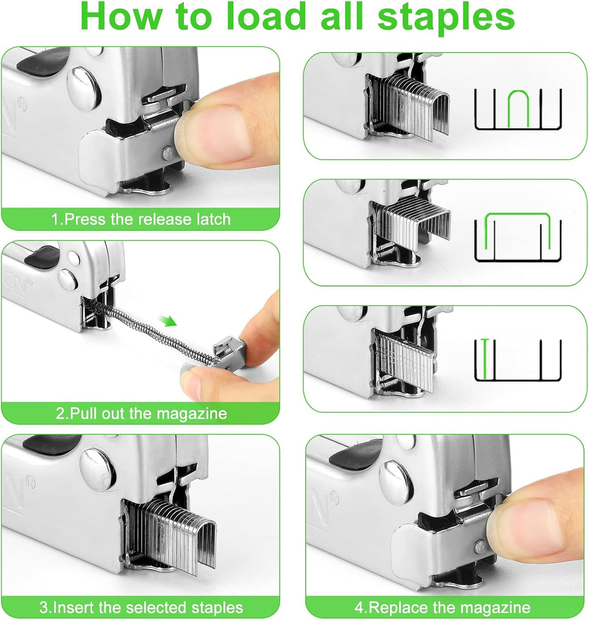 AECCN 3-in-1 Staple Gun for Wood & Furniture, and DIY Decoration, Silver