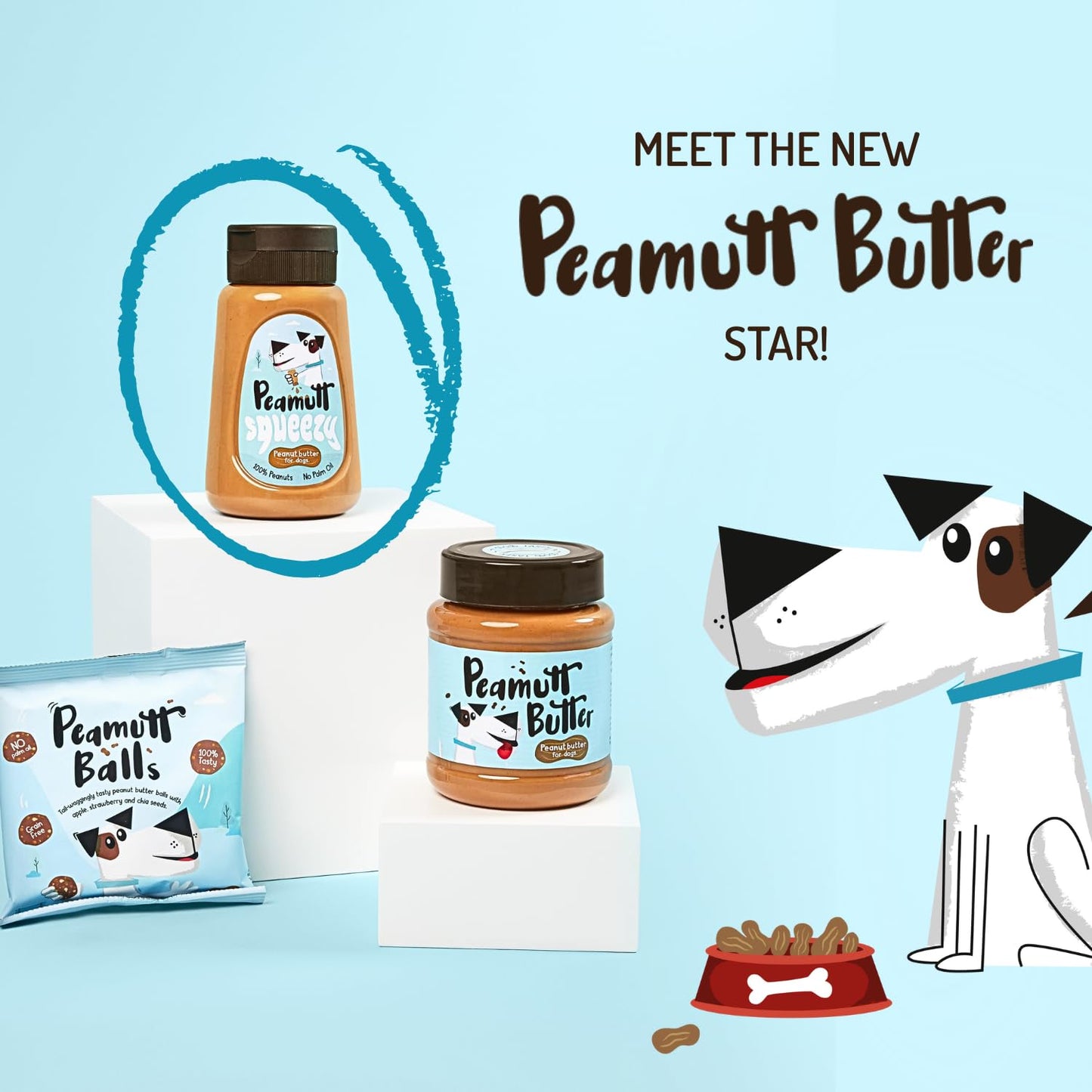 Peamutt Squeezy Peanut Butter Dog Treat 320g - Natural Dog Treat, High Protein, No Added Salt, Sugar or Palm Oil, Smooth Texture for Licki Mats & Stuffed Toys, Healthy Snack for All Dog Breeds