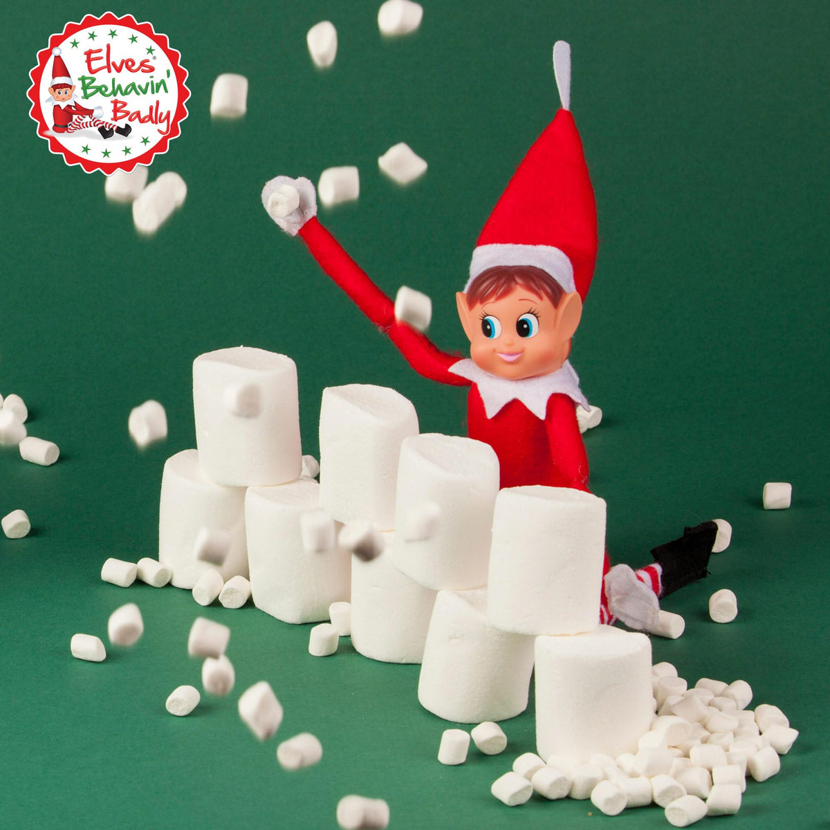 Elves Behavin' Badly Charming Red Long Leg Soft Body Vinylface Girl Elf with Hat - 30 cm (1 Pc.) - Premium Quality Plush Toy - Perfect For Holiday Decor & Gift-giving