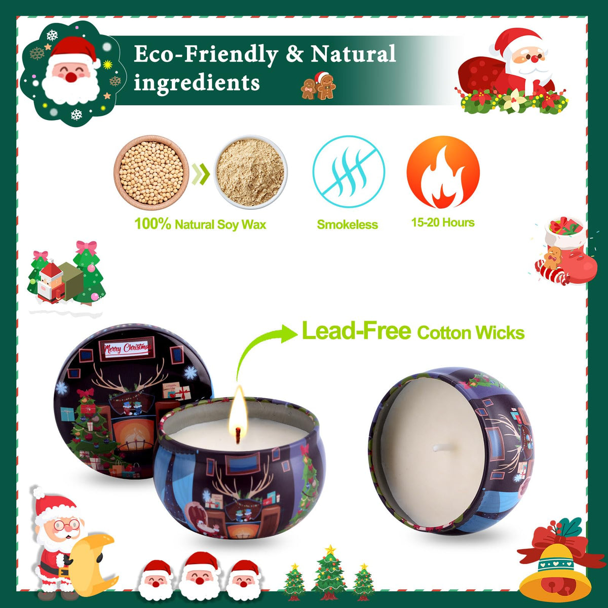 12PCS Christmas Candles Scented Candles, Aromatherapy Candle Gift Set for Women Candles for Home Scented for Her Scented Candles for Christmas,Birthday, Thanksgiving, Mother's Day
