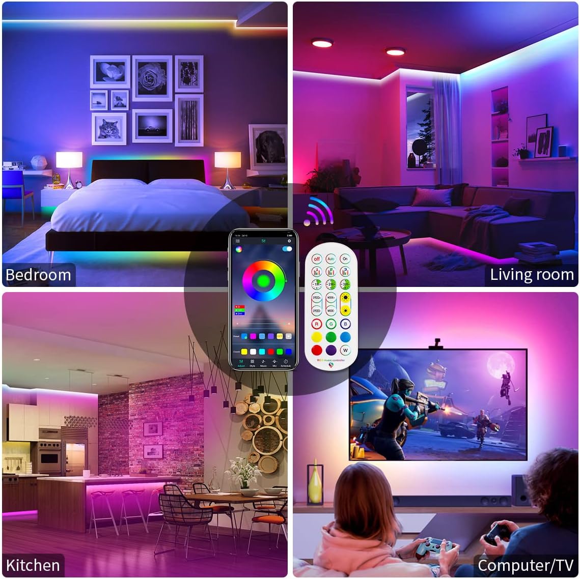 Daymeet TV Led Lights, 4M TV Led Backlight for Lights USB Powered RGBIC Light Strip for 55-75 inch Monitor Behind Lighting with Remote Music Sync Bluetooth APP Control