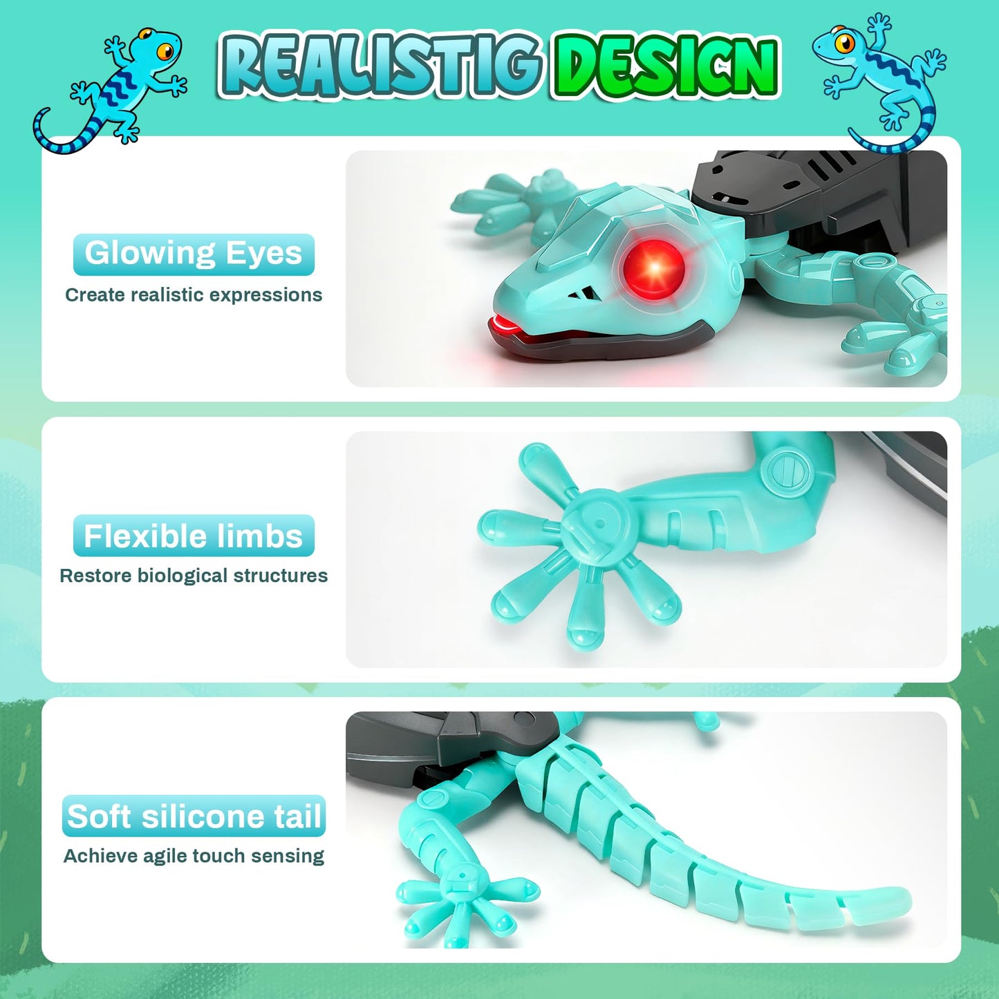 Wall Crawler Gecko, Remote Control Charging Gecko, 360 ° Rotation Lizard Remote Control Toy, Birthday Suitable for Boys and Girls, Boys Toys Age 4 (Blue)