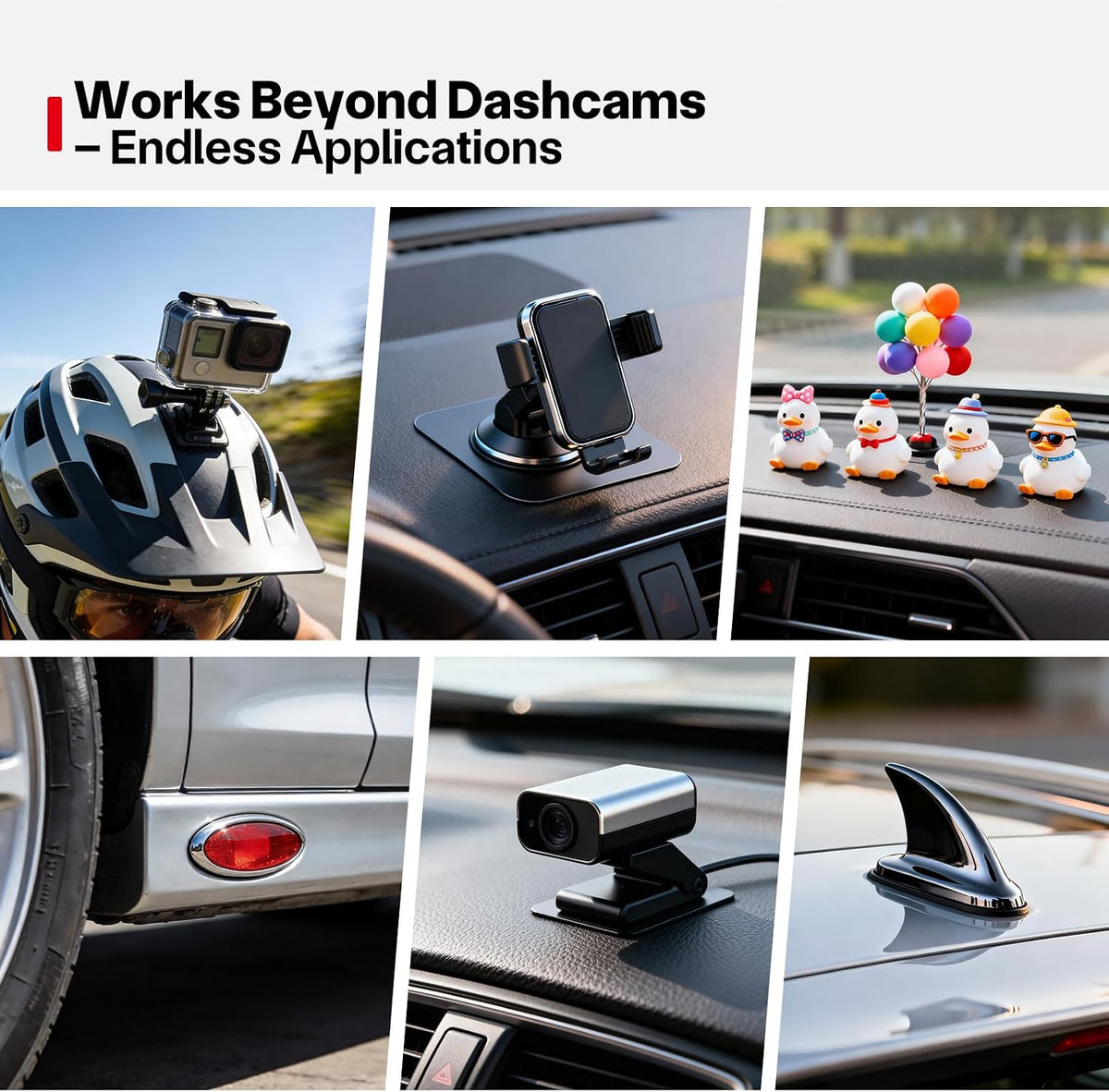 Dash Cam Sticky Pads, 6Pcs Dash Cam Mount Adhesive Pads, Double Sided Sticky Pads for Dashcam GoPro Car Camera Action Camera, Dashcam Sticky Pad for Windscreen & Dashboard, Cuttable Adhesive, 56mm