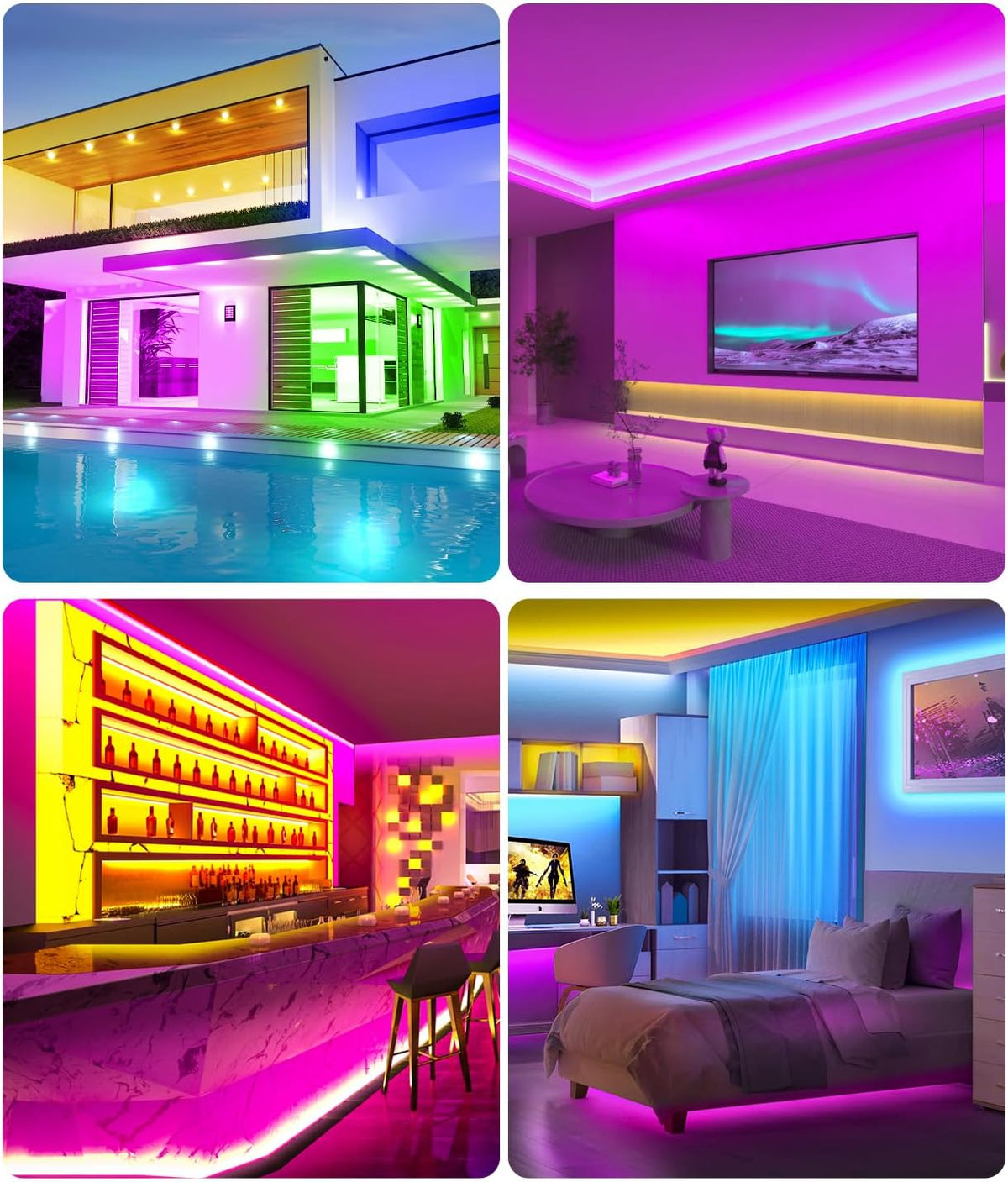 Nexillumi 10M LED Strip Lights, Smart Bluetooth Light Strips with App & Remote, Colour Changing LED Tape Lights, Music Sync Dimmable RGB Lighting for Bedroom, Living Room, Kitchen, Ceiling & Party