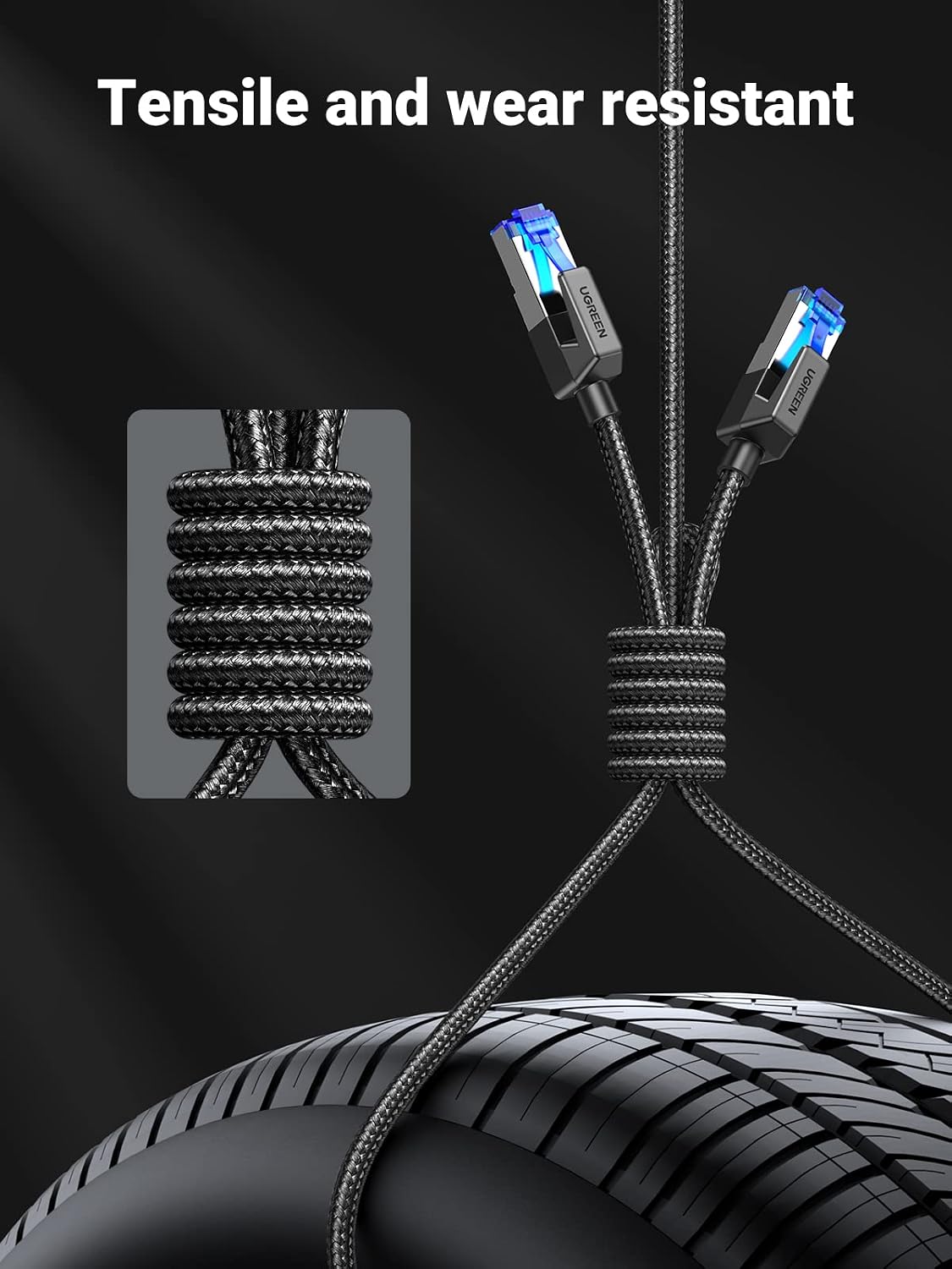 UGREEN Ethernet Cable 2m, Cat 8 High-Speed 40Gbps Internet Cable Braided
