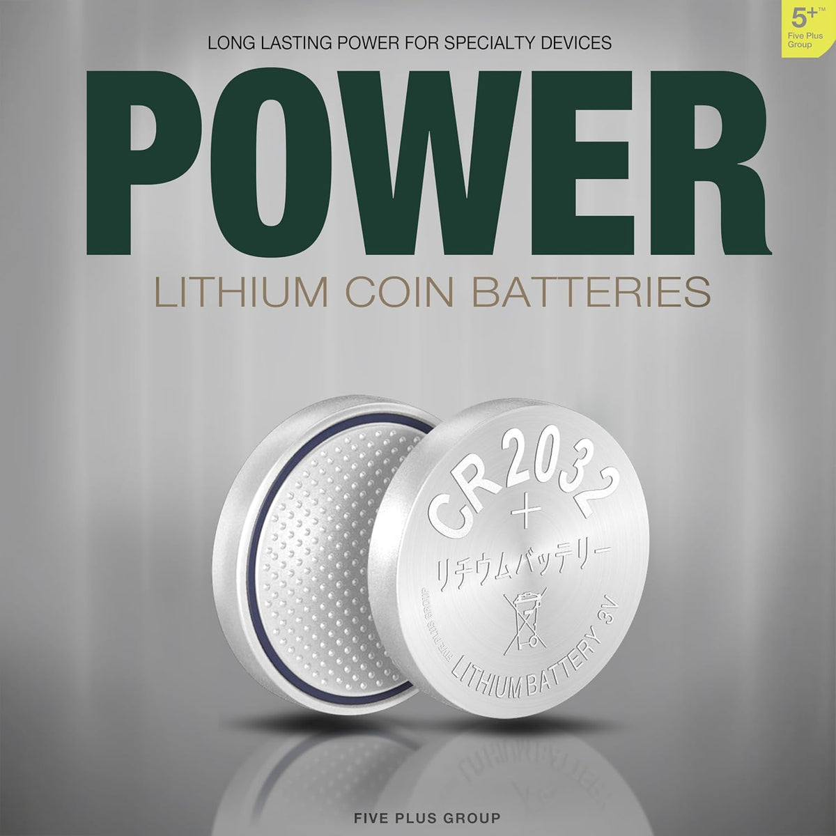 CR2032 DL2032 ECR2032 BR2032 3V Lithium Coin Cell Batteries (5 Pack) – Long Lasting Button Battery for Car Key Fobs, Watches & Small Electronics