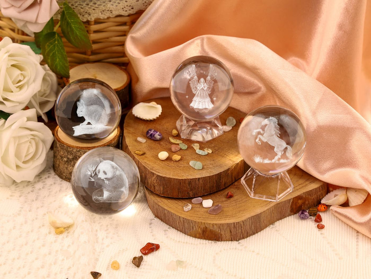 Glass Christmas Reindeer 3D Crystal Ball Christmas Ornaments