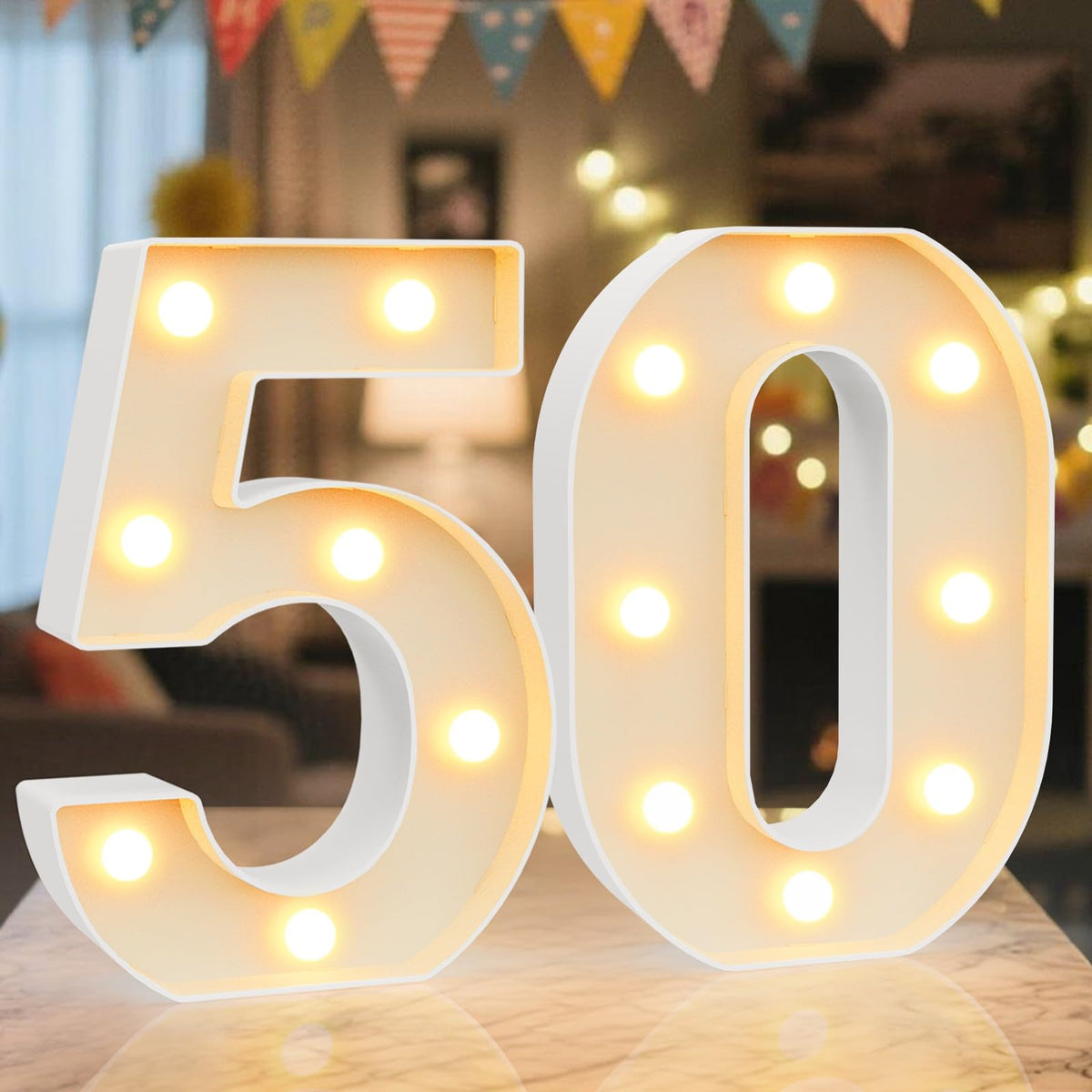 Ledido Pink Glitter Light Up Number 80 for 80th Birthday Decorations