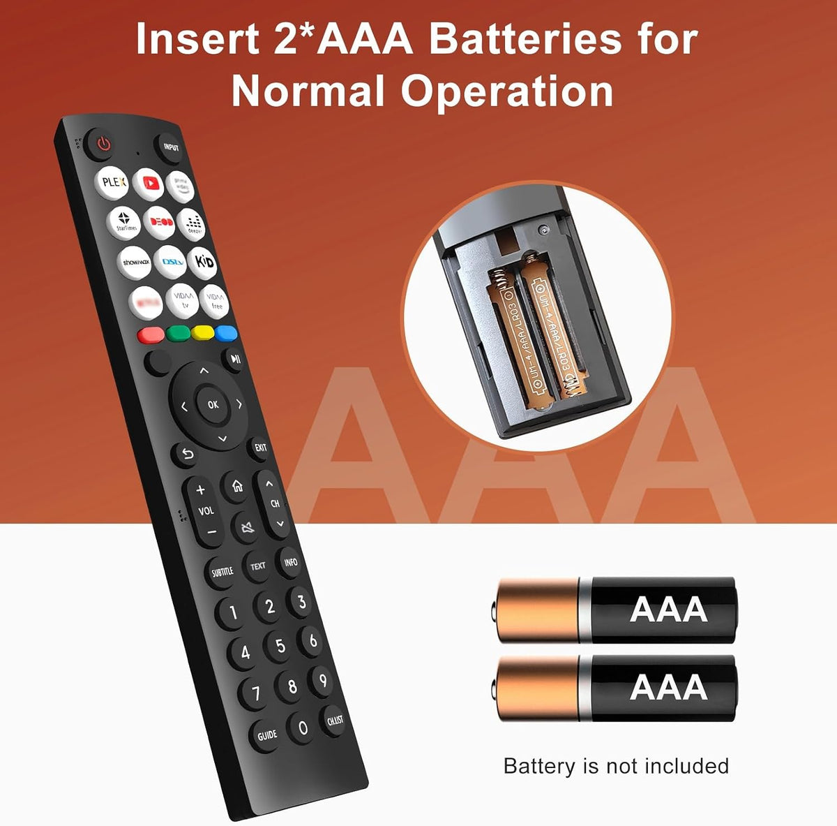 Hisense TV Remote Control, Universal Remote Control Replacement for Hisense VIDAA 4K UHD Smart TV with 12 Shortcut Buttons, No Setup Required