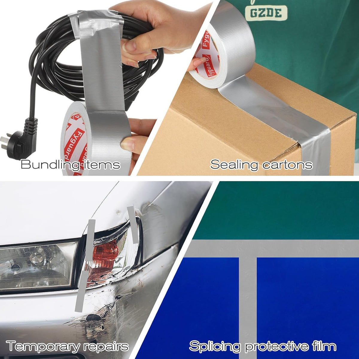 3 Rolls Duct Tape 48mm x 18m 8.5Mil, Silver Gaffer Tape 210μ