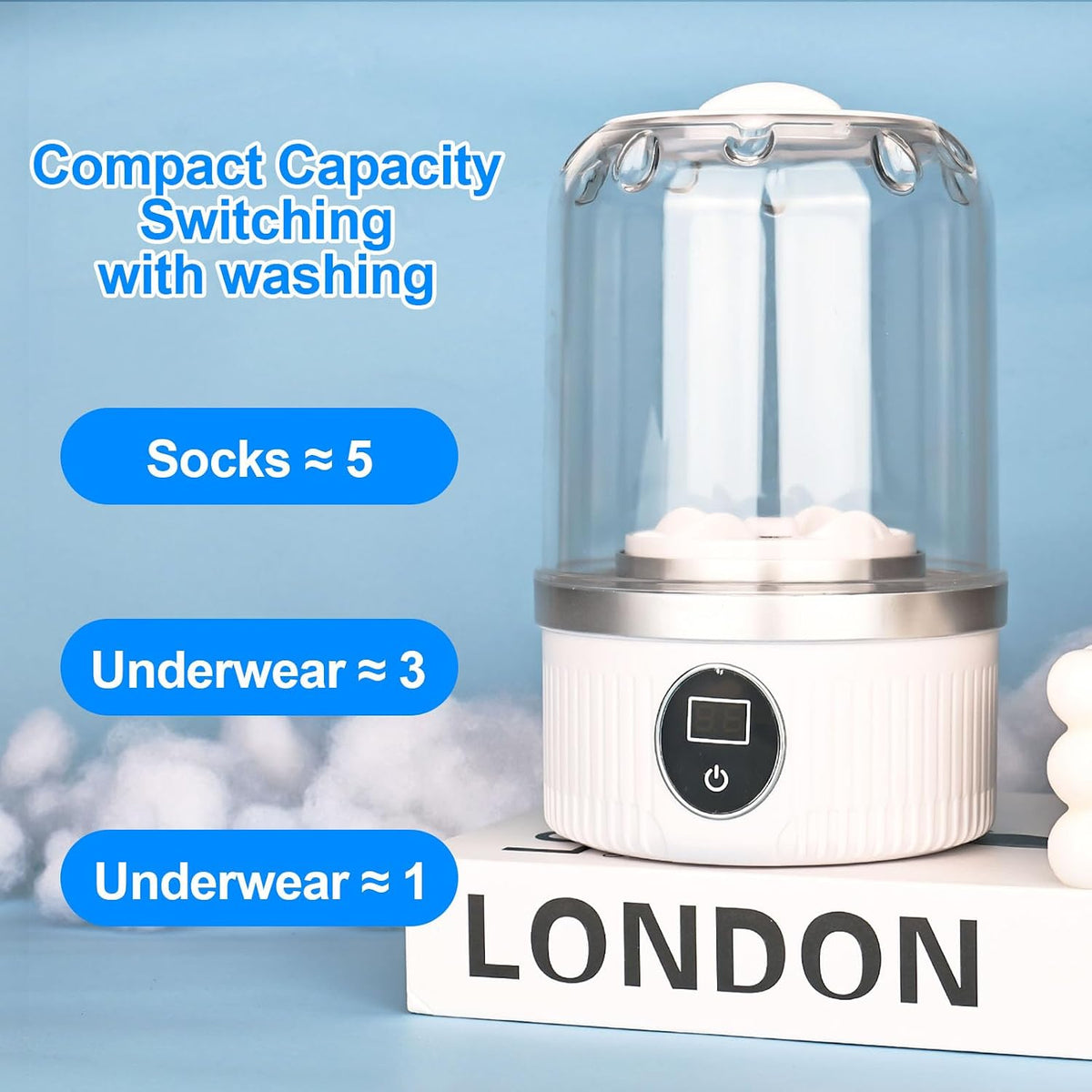 Portable Washing Machine, With a USB mini Washing Machine, 600 g Tragbare Underwear Washing Machines, Suitable for travel camping dormitories (white)