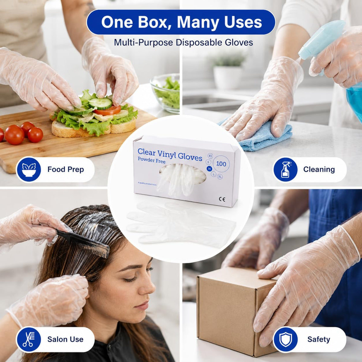 1ABOVE 100 Clear Vinyl Gloves Medium Latex-Free Powder-Free