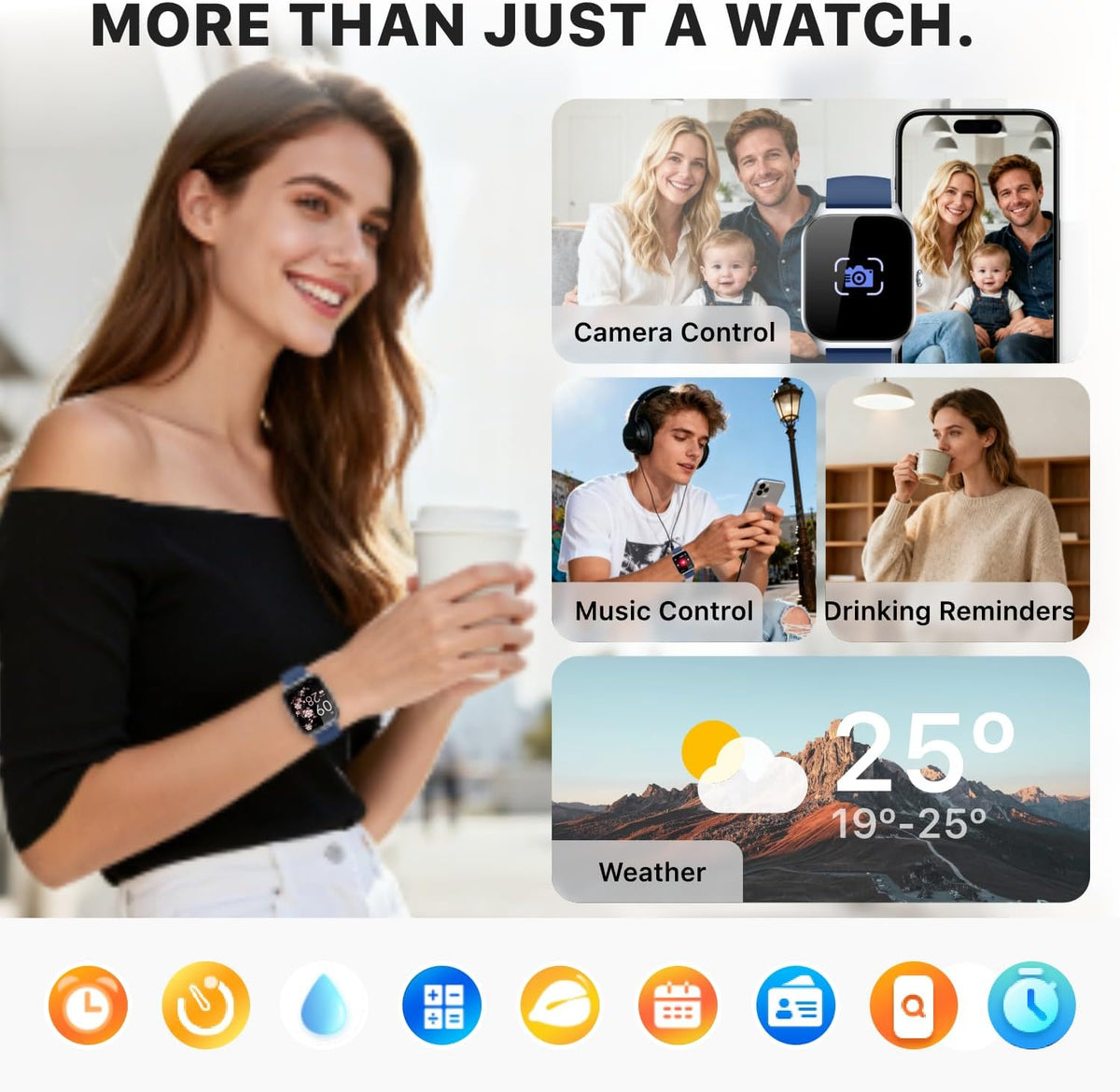 Smart Watch for Women Men - Answer/Make Call, Fitness Tracker Smartwatch for Android iPhone Compatible, Sleep Female Cycle, 120+ Sports Modes Step Counter (Blue, 2 Straps)
