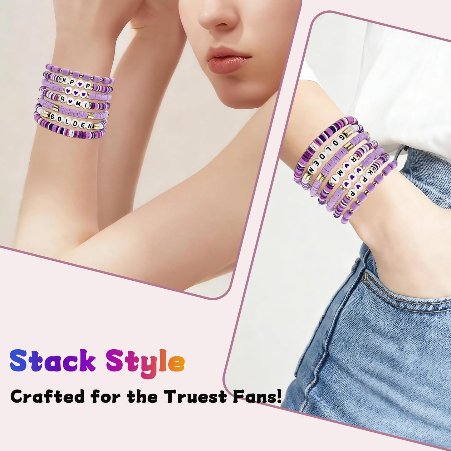 For Grils Bracelet Korea-pop DemOn Friendship Merch Bracelets Stackable Stretch Hunters Singer Inspired Letter Bracelets for Girls Women Fans Valentine's Day Birthday Easter Gifts