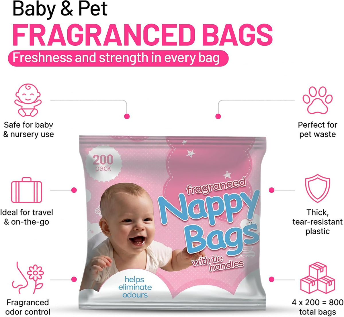ZYBUX - Jumbo Packs Fragranced Nappy Disposable Bags (4x200) - 800 bags