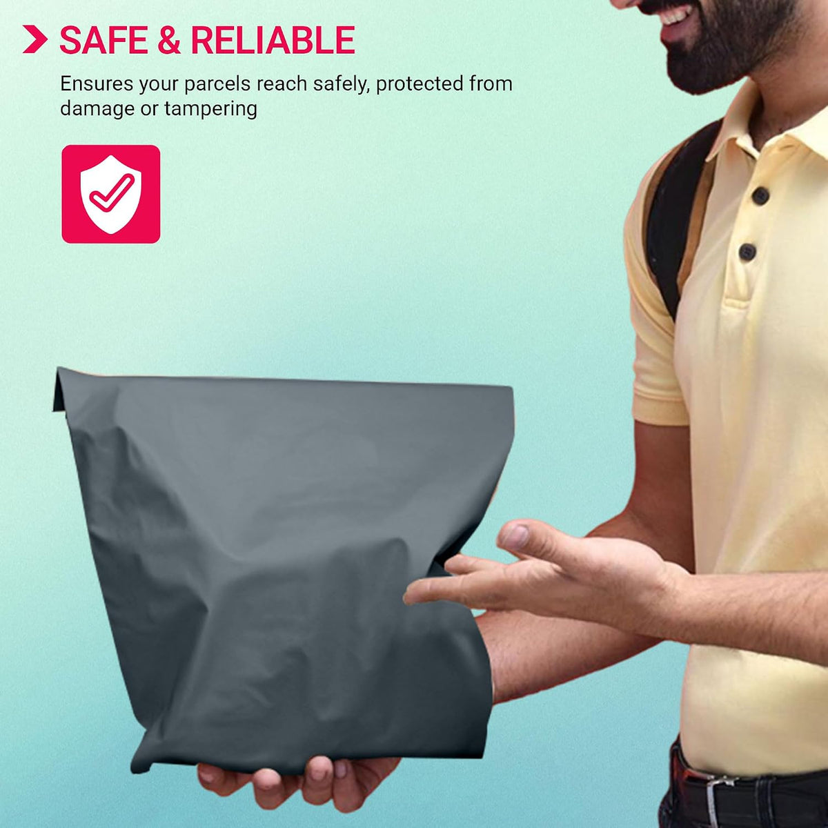125 Mixed Grey Parcel Bags, Tamper-Proof Strong Postal Packaging Bags for Shipping, Mailing & Delivery, 5 Sizes Small to Large, 25 Each