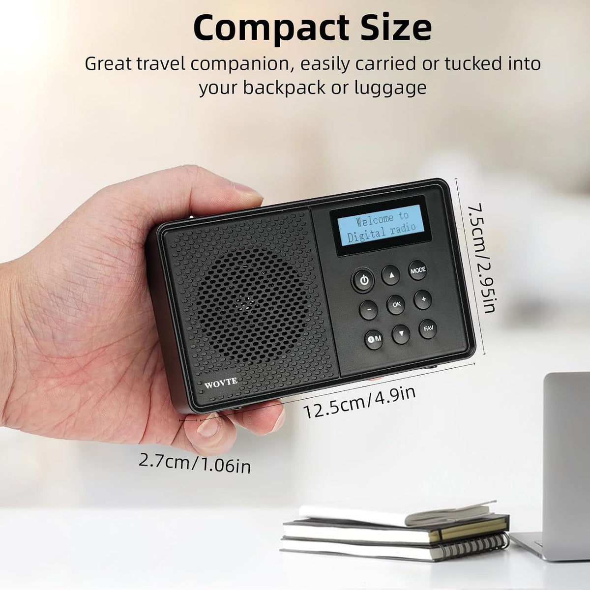 DAB Radio Portable, WOVTE DAB+ Digital Radio Rechargeable FM Radio