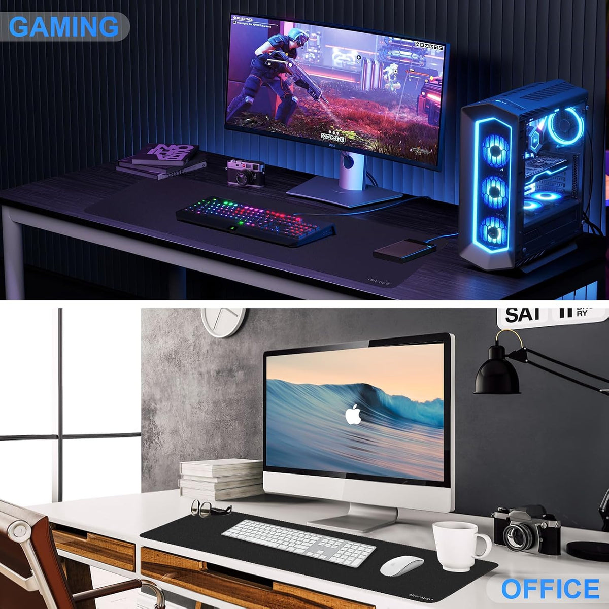 cimetech Gaming Mouse Pad 800 * 300 * 3 MM, Extended Large Mouse Mat Computer Keyboard Desk Pad with Anti-Slip Rubber Base Comfortable Waterproof Soft Cloth, Improved Precision and Speed - Black