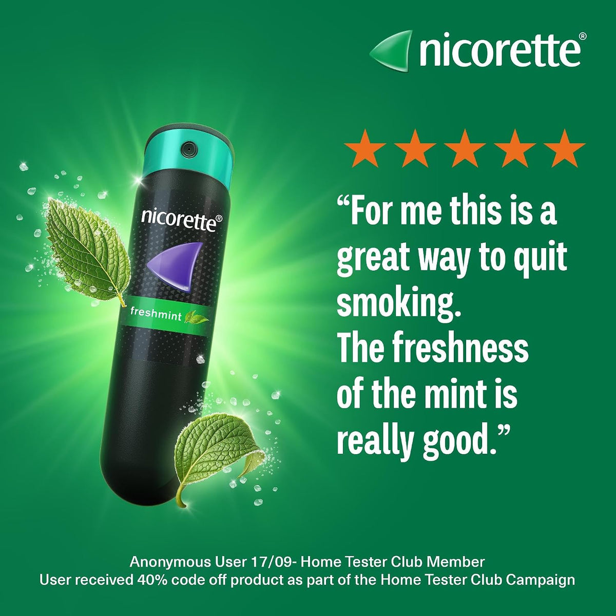 Nicorette Quickmist Mouthspray, Freshmint Nicotine Mouthspray, 2 Units x 150 Sprays (Packaging May Vary)