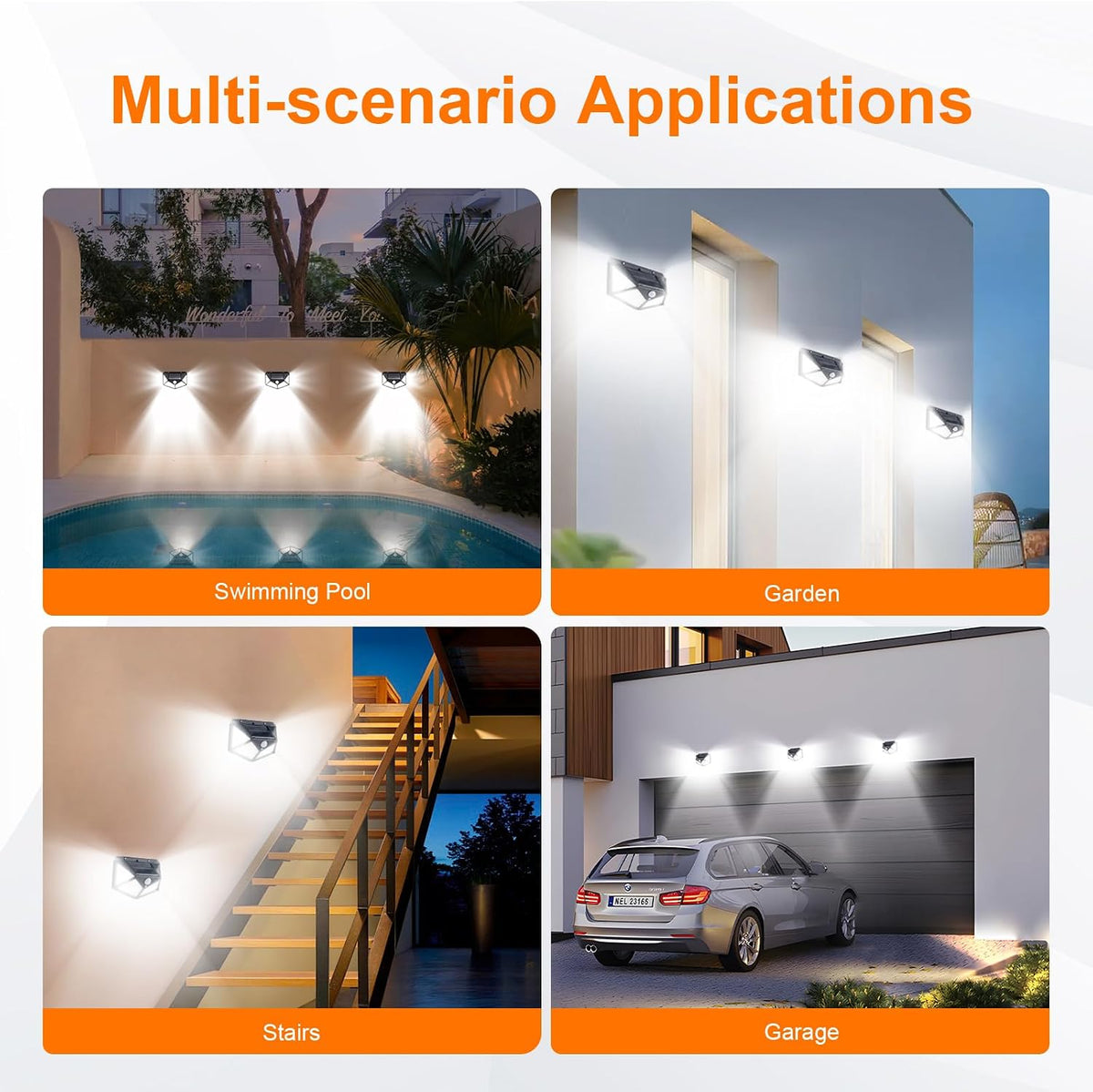 GRIFEMA 2 Pack Solar Security Lights with Motion Sensor