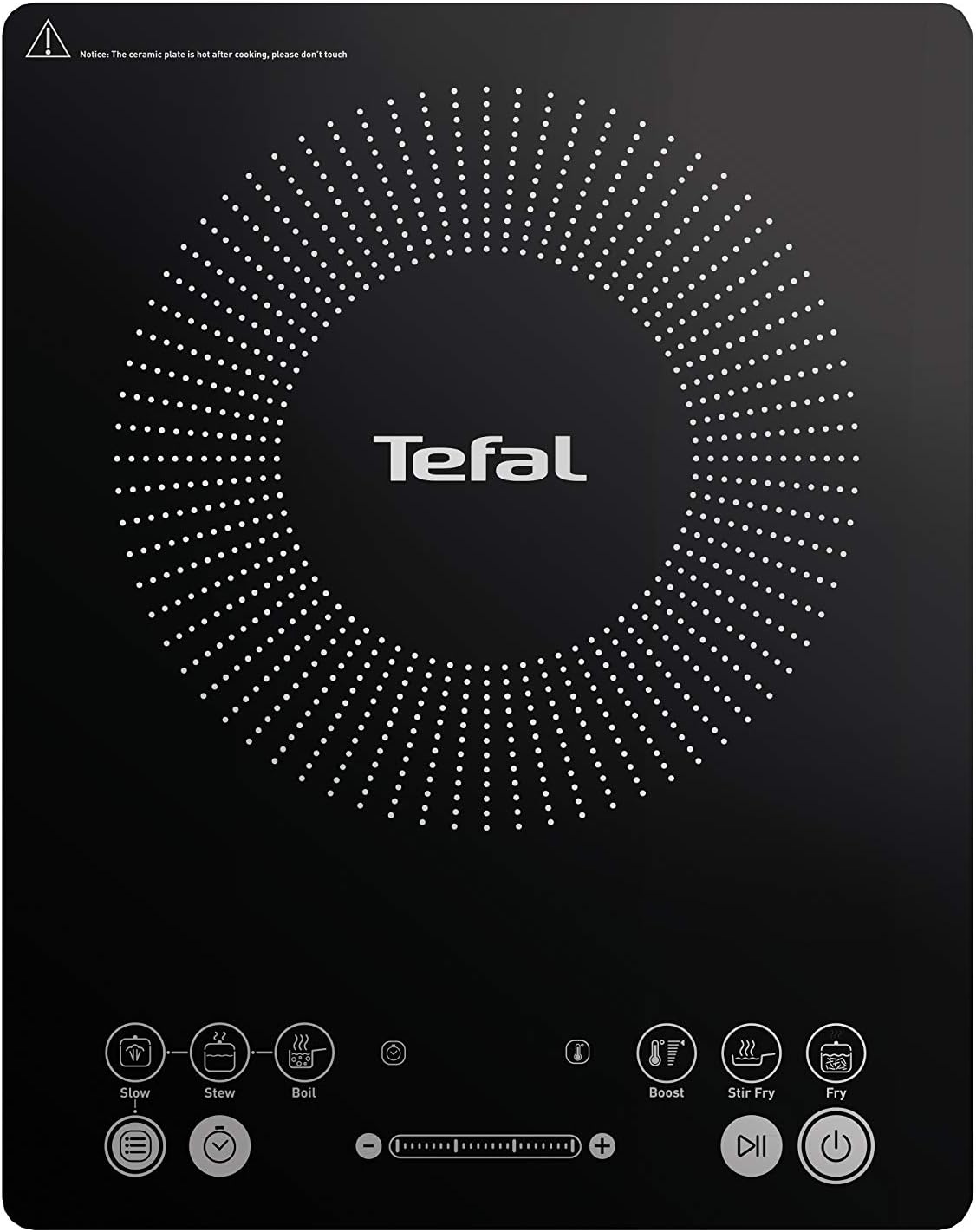Tefal Slim Portable Induction Hob, 2100W, 6 Functions, Compact, Black