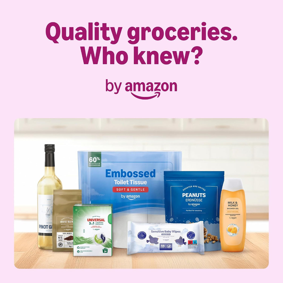 by Amazon Bin Liners with Carry Handles, 25 Litre, Transparent, 30 Count
