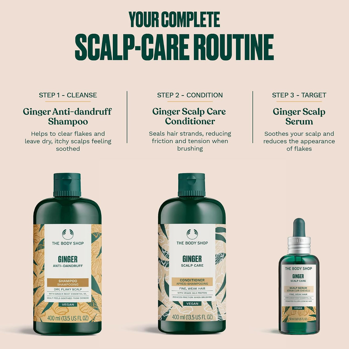 The Body Shop Ginger Scalp Care Conditioner (1x 250ml), Conditioner for Dry, Flaky Scalp, Helps Seal Hair Strands & Reduce Friction, Use After Shampoo, Vegan Haircare