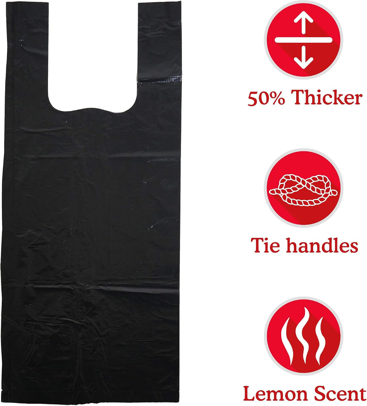 Rosewood Dog Poo Bags with Handles - 100 Easy Clean-Up Poop Bags, Loose Packed Dog Waste Bags with Tie Handles, Lightly Scented, Black