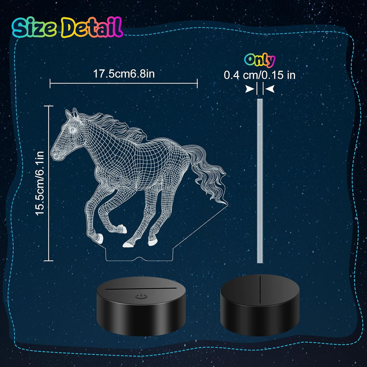 Linkax Horse Gifts for Boys, 3D Illusion Night Light for Girl Bedroom Decor