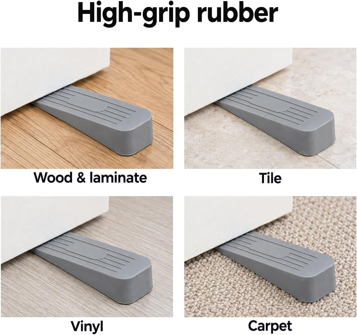 Merriway BH02509 Heavy Duty Non Slip Rubber Door Wedge, Grey, Pack of 1