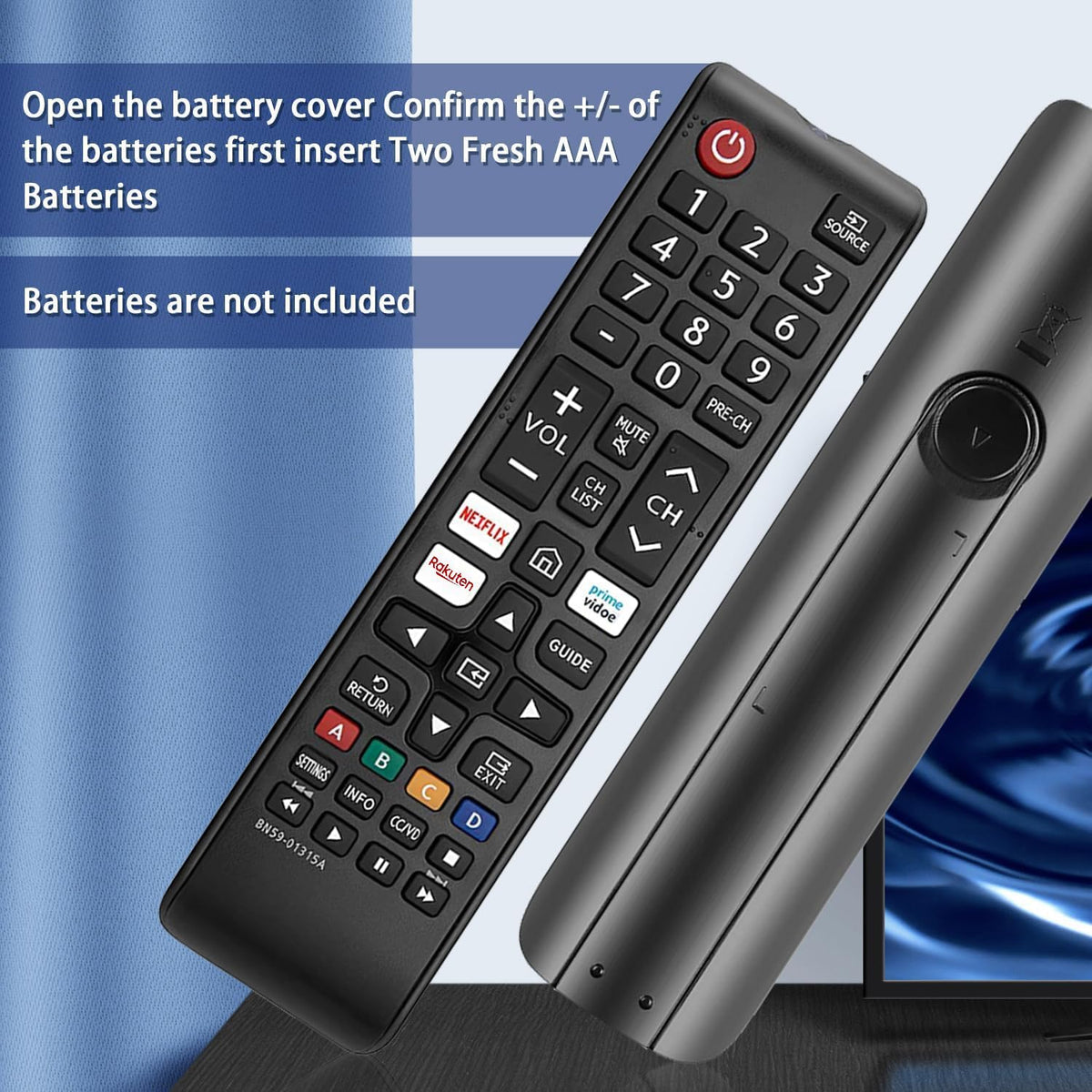 Smart Samsung Remote Controls For Smart Tv with Netflix, Prime Video, Rakuten Tv Buttons For All Samsung Tv Led Qled Uhd Frame Curved Solar Hdtv 3D 4K 8K Smart TVs, Universal Samsung Tv Remote