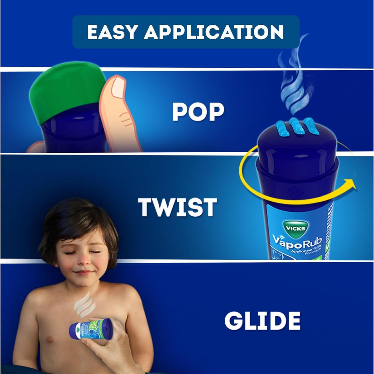 Vicks VapoRub's with Easy Application, Twist and Apply On Chest for 4 Cold Symptom Relief