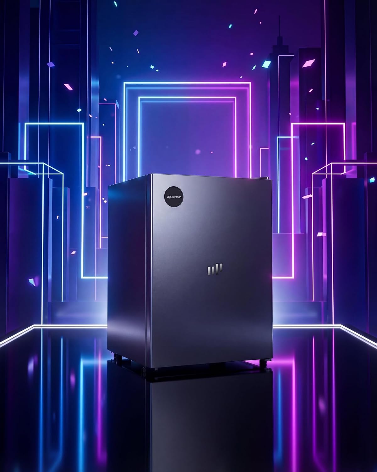 Upstreman 71L Fridge Without Freezer Compartment, 1-10°C 7-Step Temperature Control, LED Lighting, 40dB Quiet, Energy-Saving Full-Size Refrigerator for Bedroom, Office, Kitchen, CR71-Dark gray