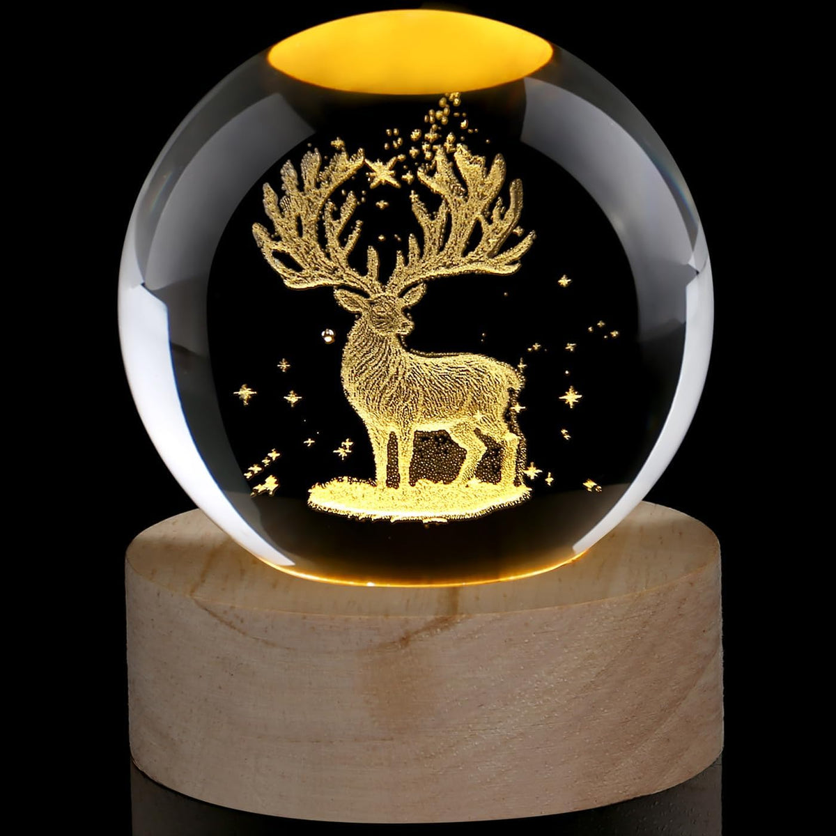 Glass Christmas Reindeer 3D Crystal Ball Christmas Ornaments