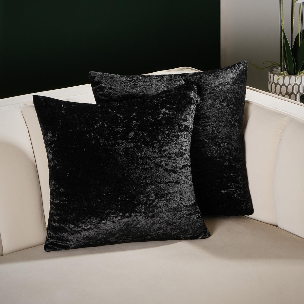 Crushed Velvet Cushion Cover Pack of 2 x Pillow Case Home Decor Sofa Luxury 18"