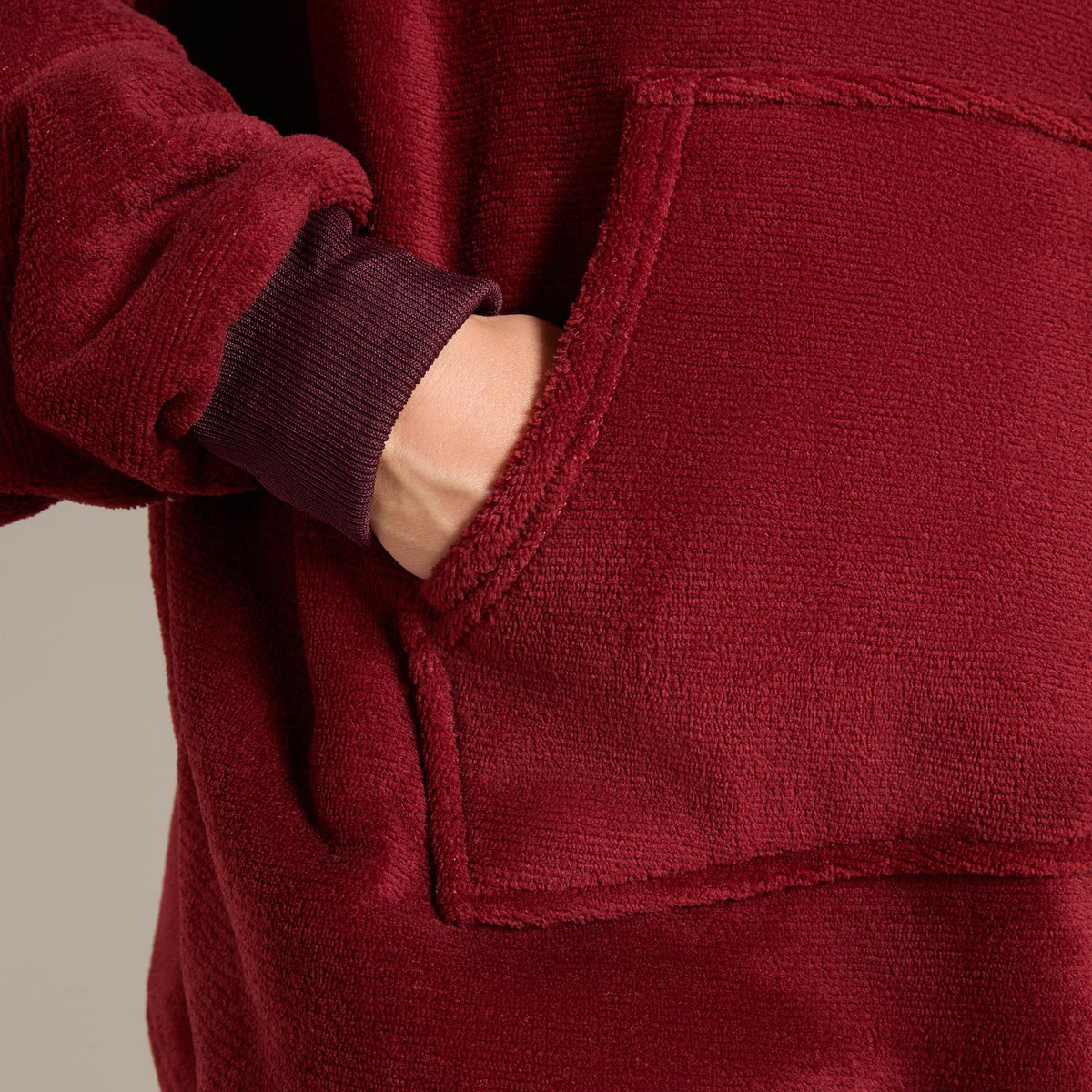 OHS Fleece Loungewear Set Coral Winter Sherpa Nightwear 2-Piece Hoodie Jogger