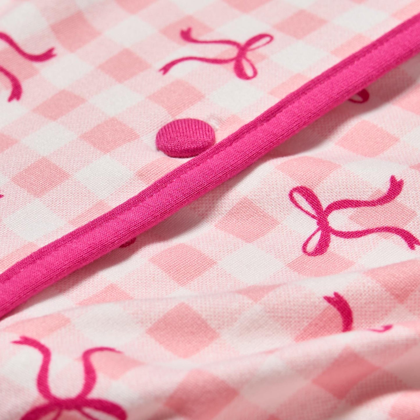 OHS Bows Short Pyjama Set Womens Jersey Button Through Soft Nightwear Loungewear