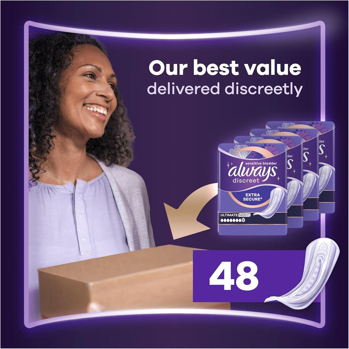Always Discreet Incontinence Pads Ultimate Night 48x