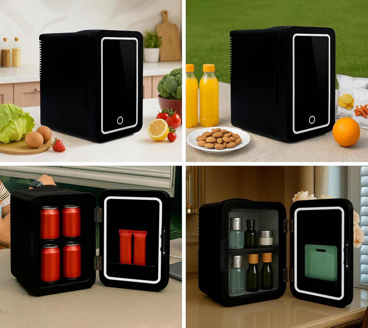 Mini Fridge 6 Litre,Cooler & Warmer,Small Fridge for Bedrooms, Car, Drinks, Beauty, Skincare, Travel Black