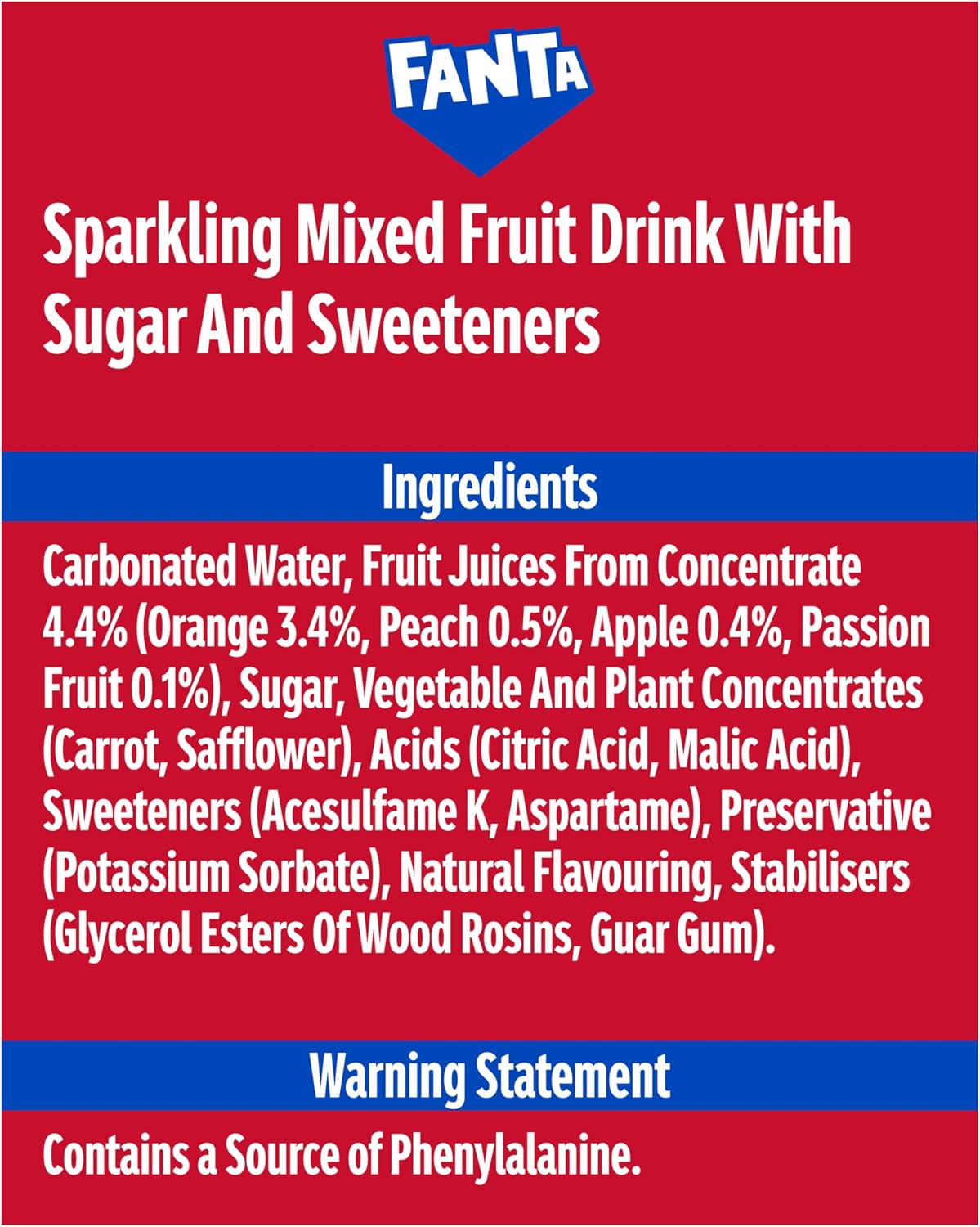 Fanta Fruit Twist Soft Drink Cans, 8 x 330 mL