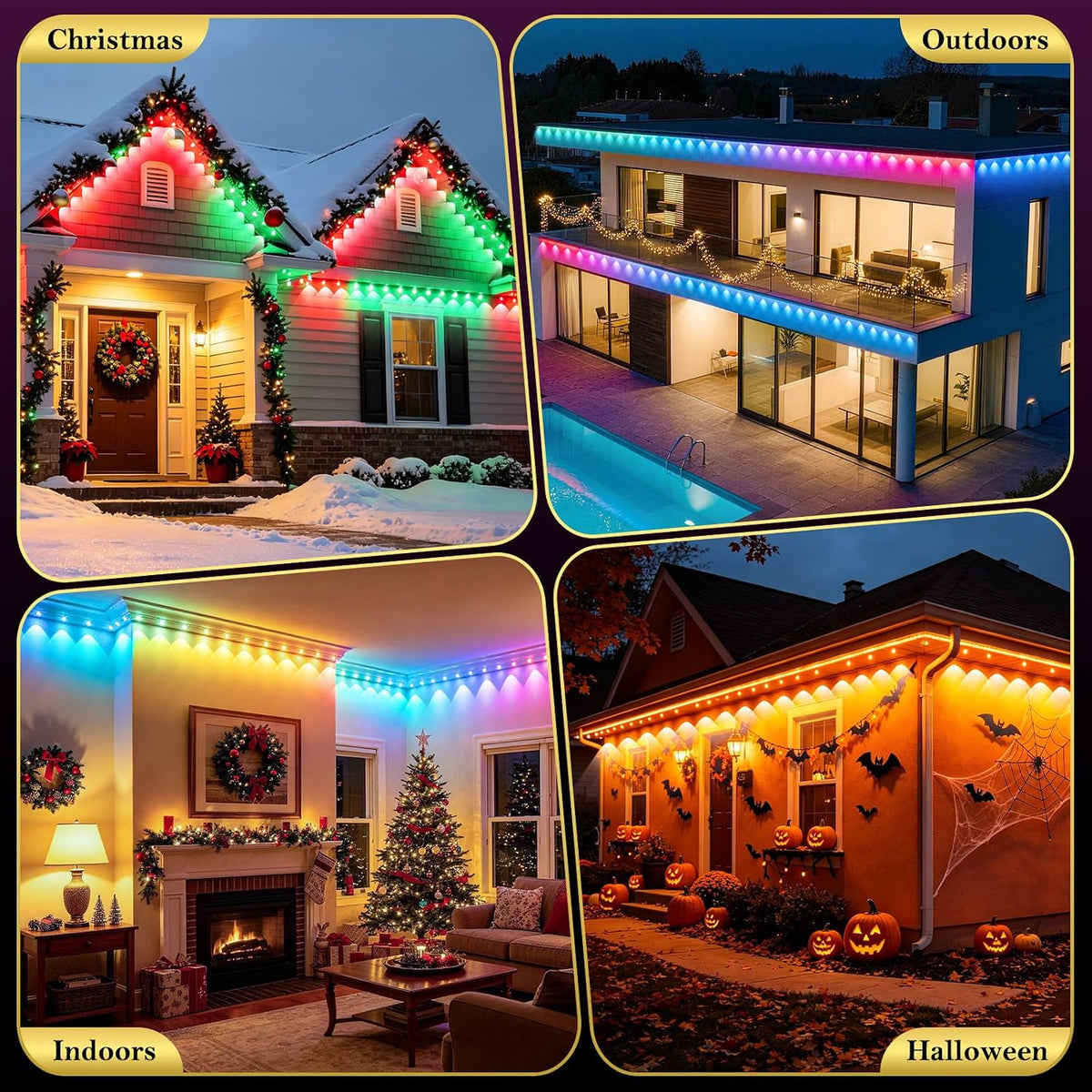 Permanent Outdoor Lights 30RGB,15M Smart Xmas Lights,Connectable