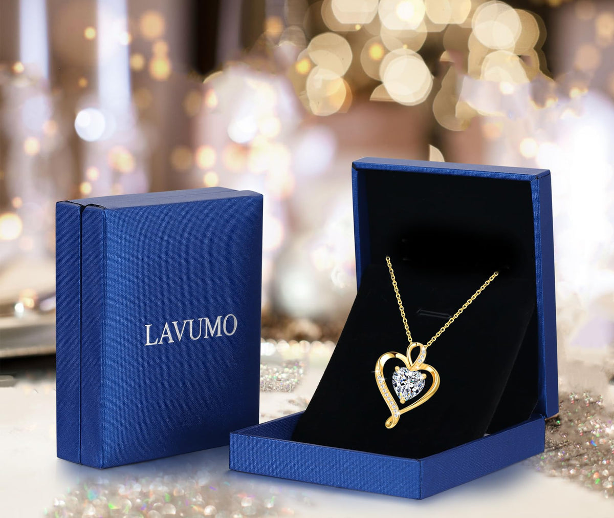 LAVUMO Heart Necklace for Women 925 Sterling Silver Love Pendant Jewellery
